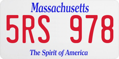 MA license plate 5RS978