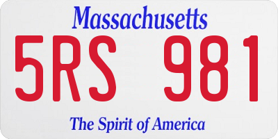 MA license plate 5RS981