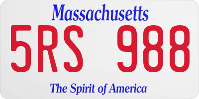 MA license plate 5RS988