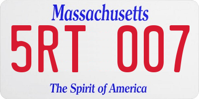 MA license plate 5RT007