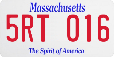 MA license plate 5RT016