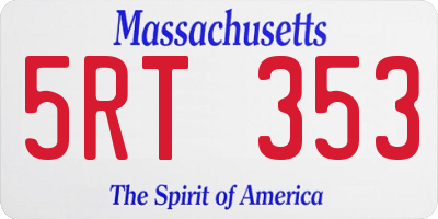 MA license plate 5RT353