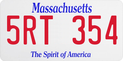 MA license plate 5RT354