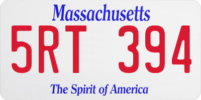 MA license plate 5RT394
