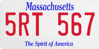 MA license plate 5RT567
