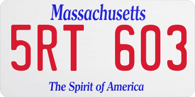 MA license plate 5RT603