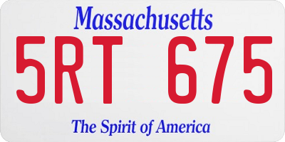 MA license plate 5RT675
