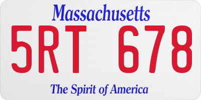 MA license plate 5RT678