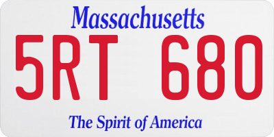 MA license plate 5RT680