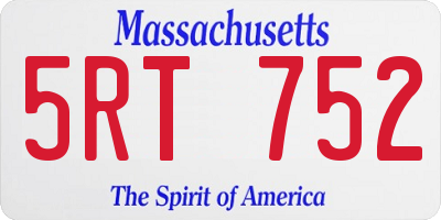 MA license plate 5RT752