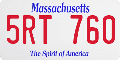 MA license plate 5RT760