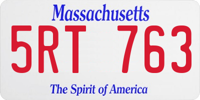 MA license plate 5RT763