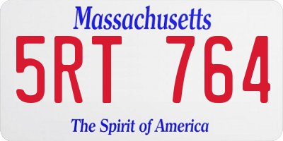 MA license plate 5RT764
