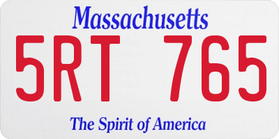 MA license plate 5RT765