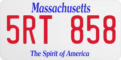 MA license plate 5RT858