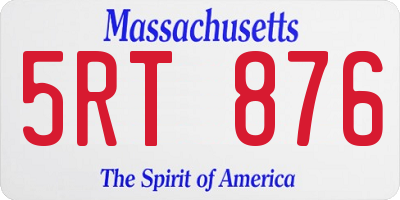 MA license plate 5RT876