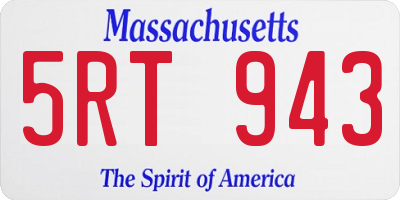 MA license plate 5RT943