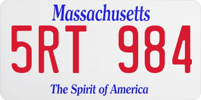 MA license plate 5RT984