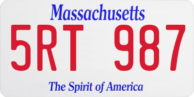 MA license plate 5RT987