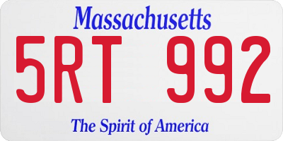 MA license plate 5RT992