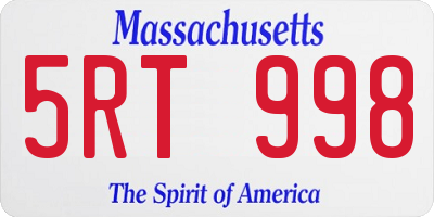 MA license plate 5RT998