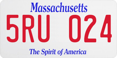 MA license plate 5RU024