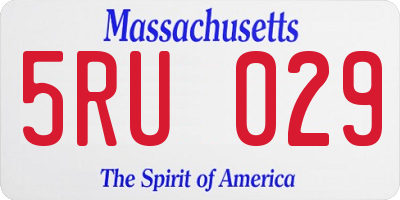 MA license plate 5RU029