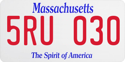 MA license plate 5RU030