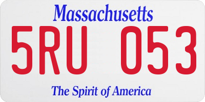 MA license plate 5RU053