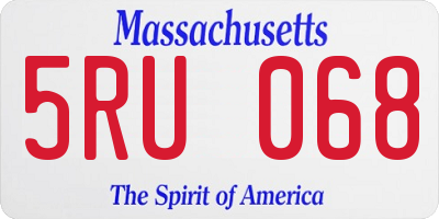 MA license plate 5RU068