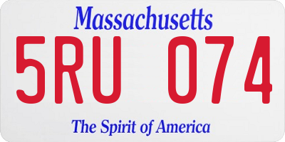 MA license plate 5RU074