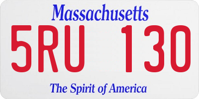 MA license plate 5RU130