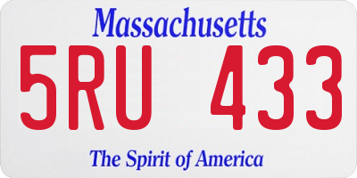 MA license plate 5RU433