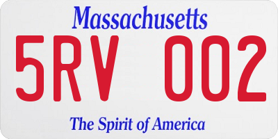 MA license plate 5RV002