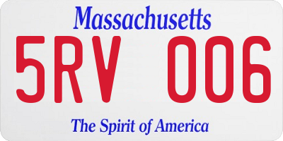 MA license plate 5RV006