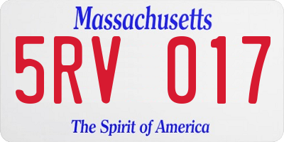 MA license plate 5RV017