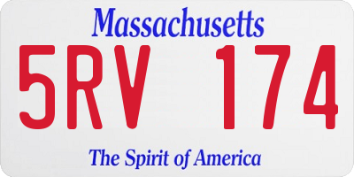 MA license plate 5RV174