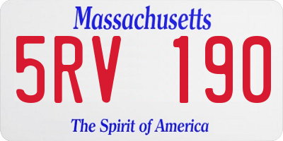 MA license plate 5RV190