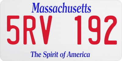 MA license plate 5RV192