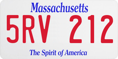 MA license plate 5RV212