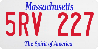 MA license plate 5RV227