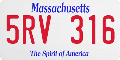 MA license plate 5RV316