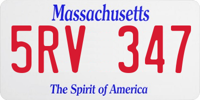 MA license plate 5RV347