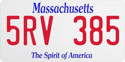MA license plate 5RV385