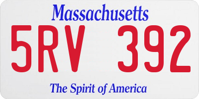 MA license plate 5RV392