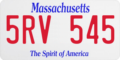 MA license plate 5RV545