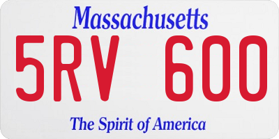 MA license plate 5RV600