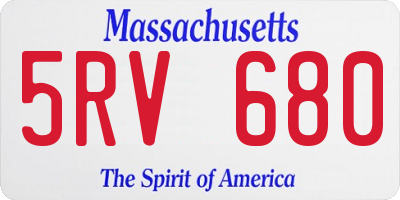 MA license plate 5RV680