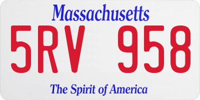 MA license plate 5RV958