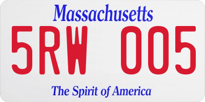 MA license plate 5RW005